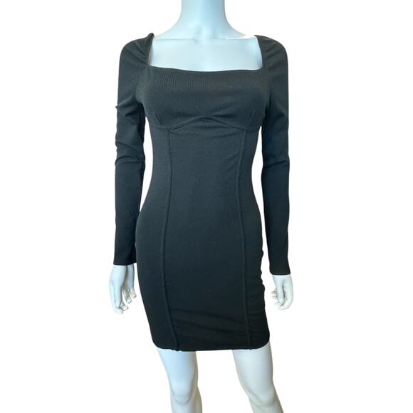 New ~ LUSH NORDSTROM ~ Women's Black Long Sleeve Corset Bust Mini Dress Size M - Picture 3 of 6